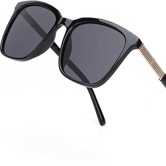 Black & Gold Sunglasses-Fashion Oversized Eyewear with UV400 Protection New
